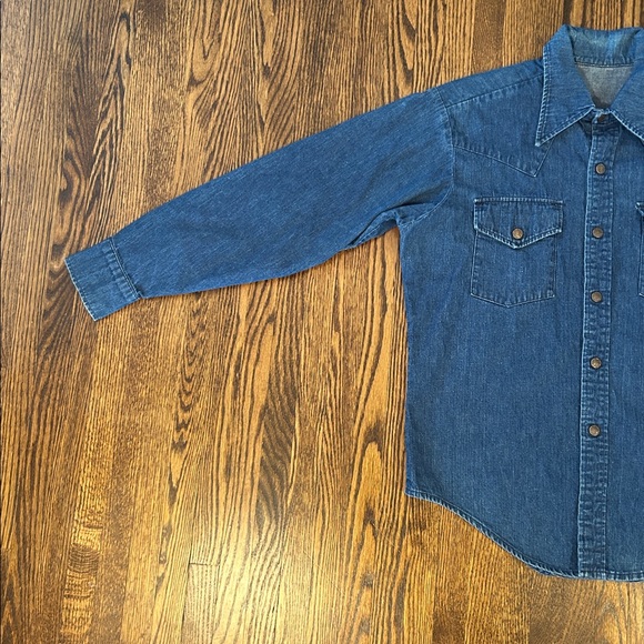 Vintage Western Denim snap button shirt (very Polo esque) maybe 70s era - Picture 6 of 11